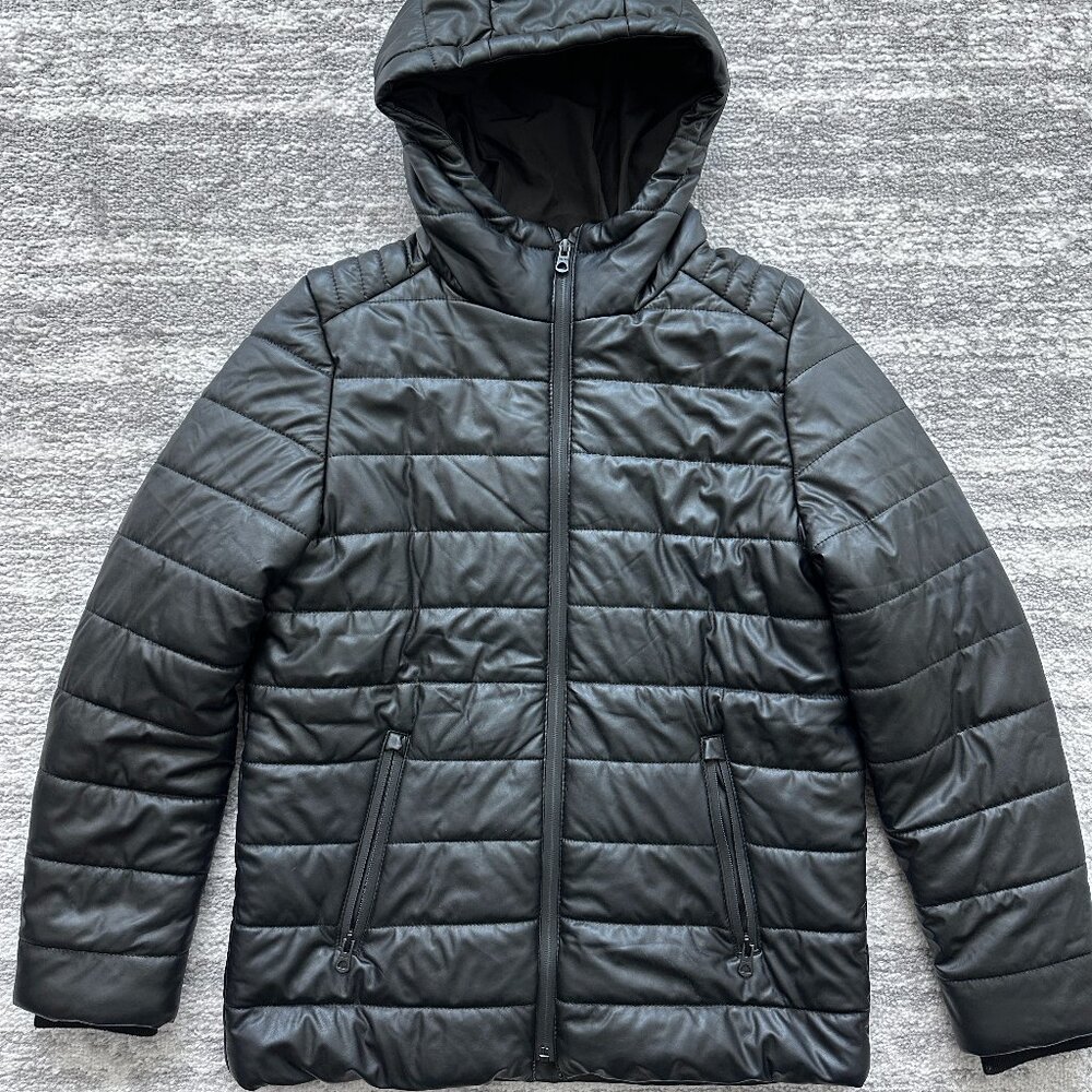 Zara Kids Black Leather-look Short Parka